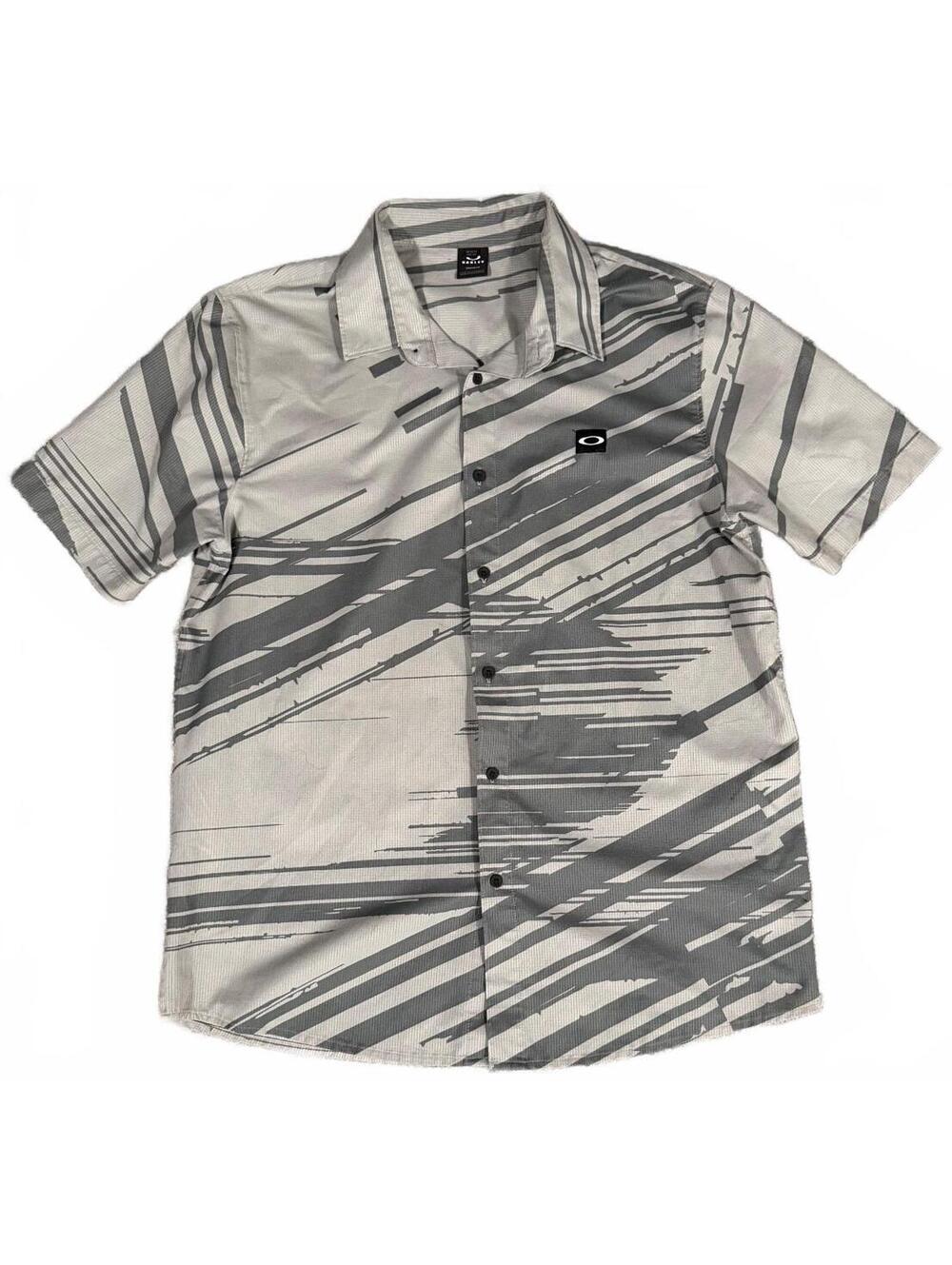 Oakley Abstract Print Button Up Shirt Gray size XL